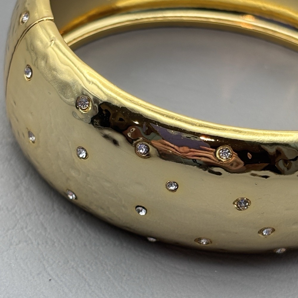 Talbots‎ Gold Tone Rhinestone Hinged Bracelet - Picture 8 of 13